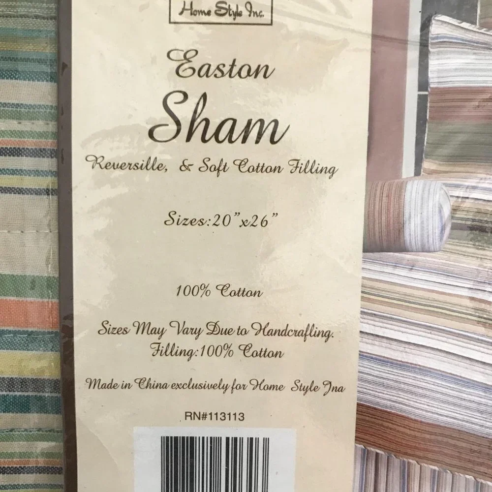 Set of 2 Neutral Stripe Standard‎ Pillow Shams